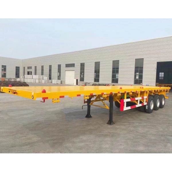 3 Axle 20 FT 40 FT Container Cargo Transport Heavy Duty Flatbed Truck Semi Trailer