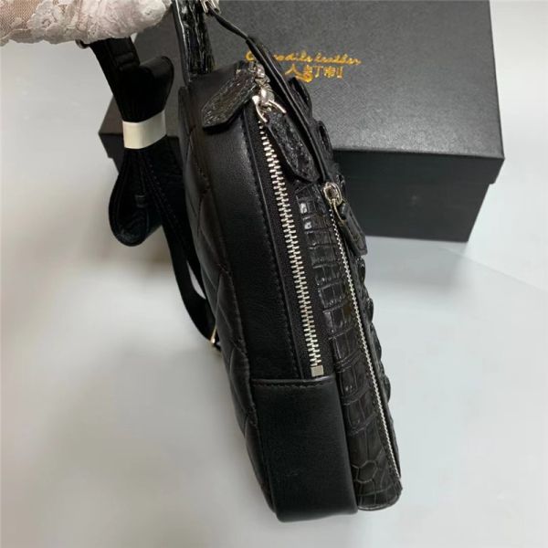 Authentic Real Crocodile Skin Men's Casual Chest Bag Small Travel Purse Genuine Exotic Alligator Leather Male Cross Bag