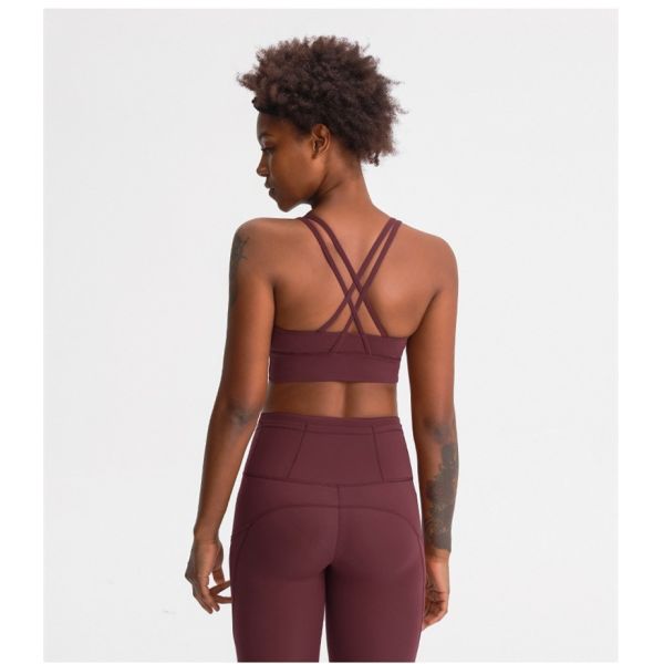 OEM Naked Feeling Medium Support Cross Back Womens Sports Bra Logo Printing