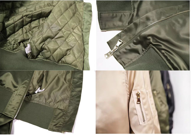 Shinny Satin Short Polyester Baseball Jacket , Military Bomber Jacket Mens