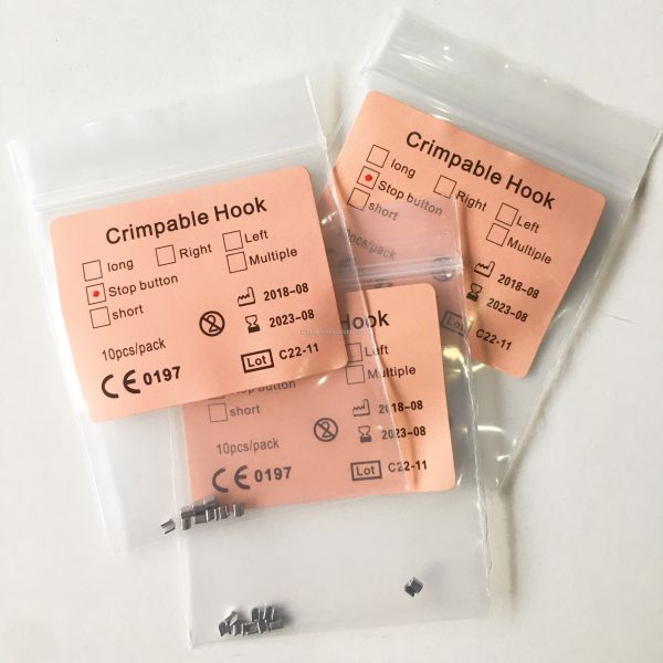 MFDS Approved 10pcs/Pack Lingual Button Crimpable Hooks Orthodontic Mini Stop Crimpable Stop Certification ce MFDS Standard