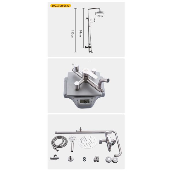 304 Stainless Steel Brushed Bathroom Shower Faucets Set Custom Logo