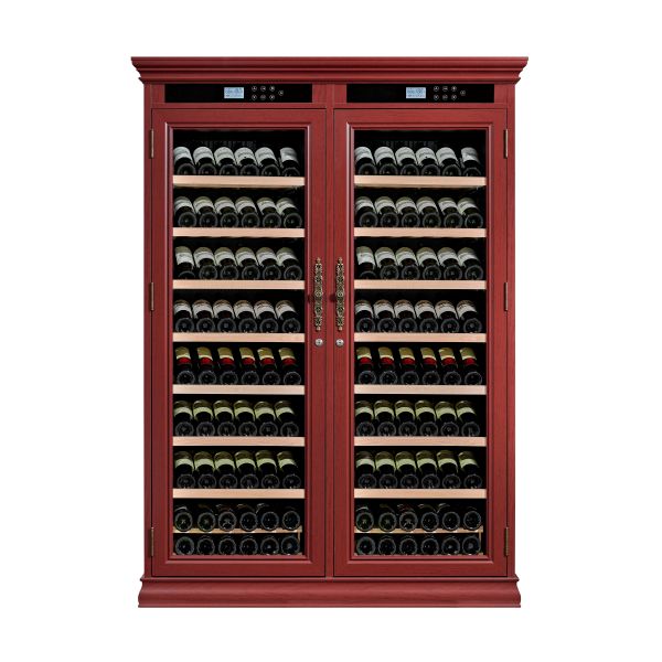 Lockable Dual Glass Doors Solid Wood Kitchen Wine Cooler Cabinet