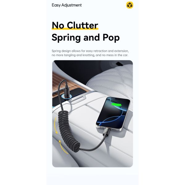 ESSAGER ES-X66 60W 100W Spring Style USB C to USB C Cable USB C PD