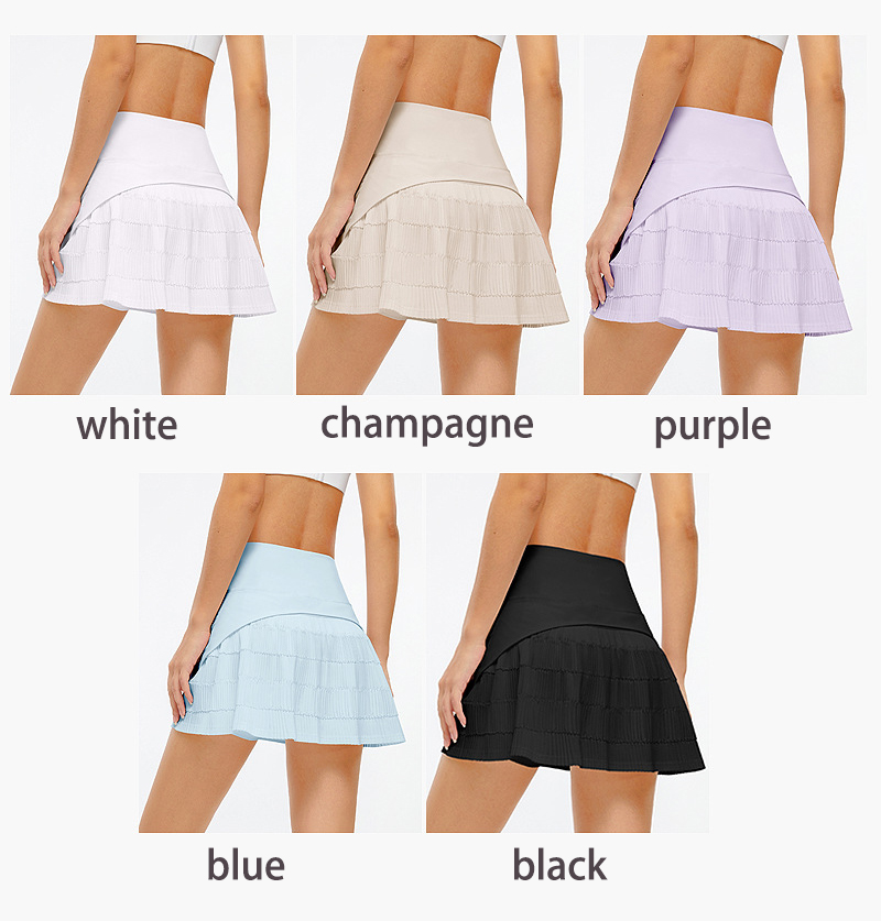 5 Colors 90% Nylon Womens Tennis Skirt With Safety Pants Sweat Wicking