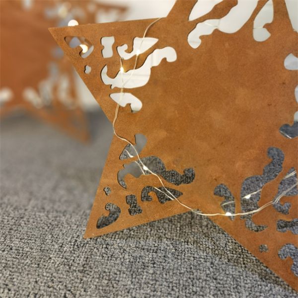 Star Shaped Corten Steel Metal Ornaments Christmas Decoration For Home Garden