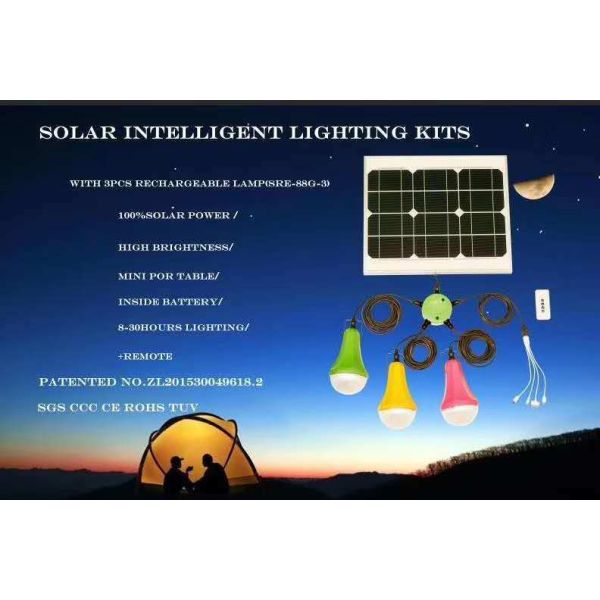 Solar Power Energy System 475lum Solar Rechargeable Lamp with 6 Holes Hub