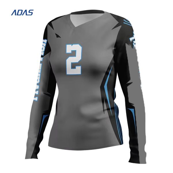 165gsm Digital Sublimation Volleyball Wear Jersey Moisture Wicking Black And White
