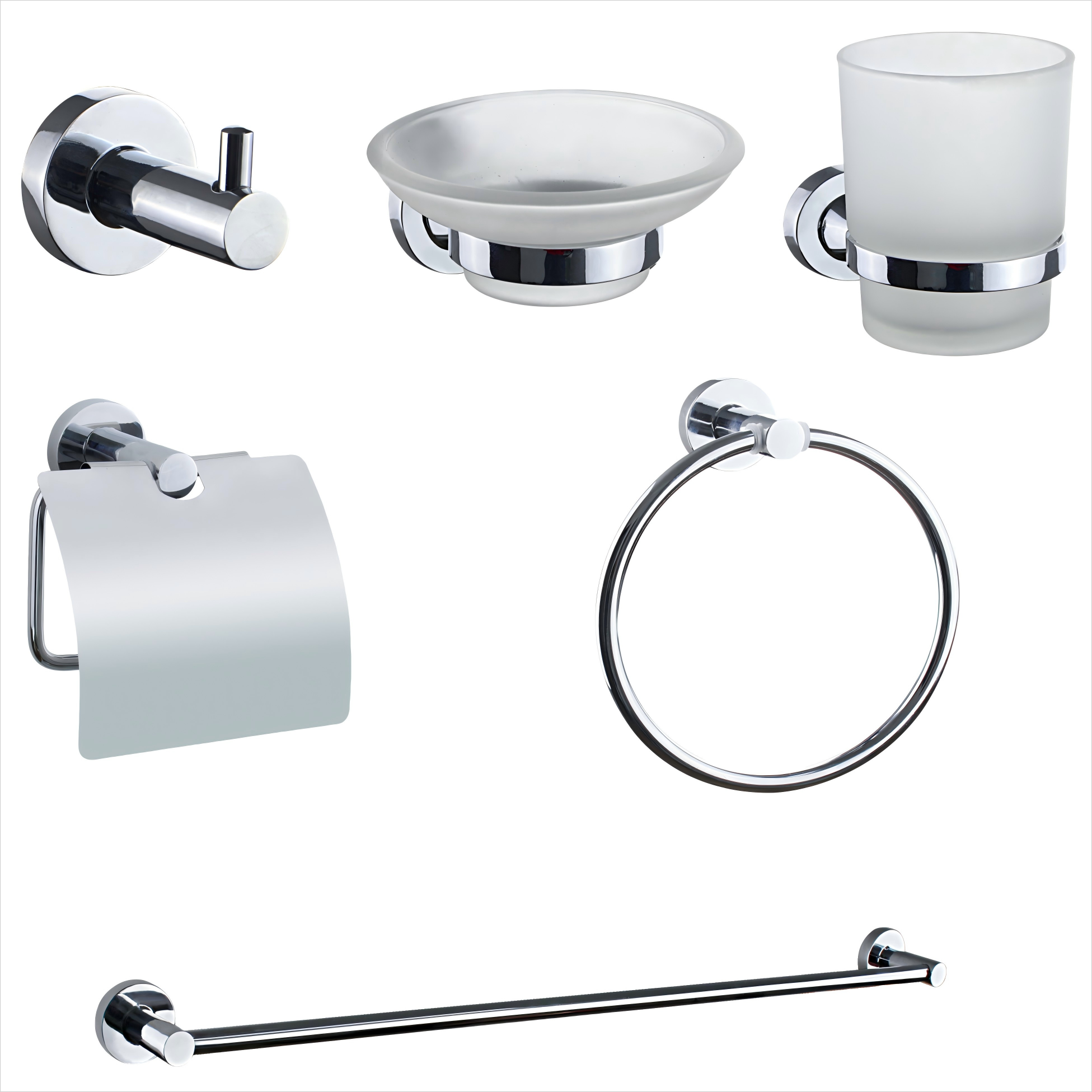 Modern Design Six-Piece Hotel Chrome Modern Bathroom Accessories Set