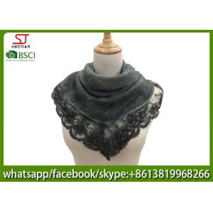 Chinese factory embroider square lace thin scarf 100% Polyester 100*100cm spring