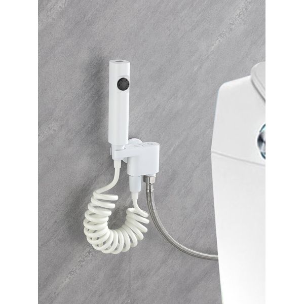 White Bathroom SS304 Accessories Portable Shattaf Bidet Wash Sprayer Set