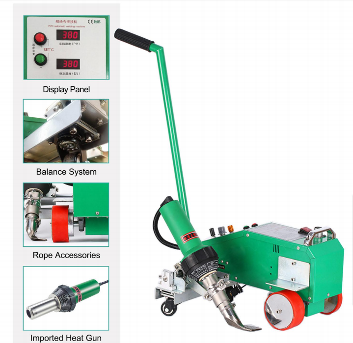 Heat Gun AC220V Hot Air Tape Plastic Welding Machine 9.5m / Min For Flex Banner